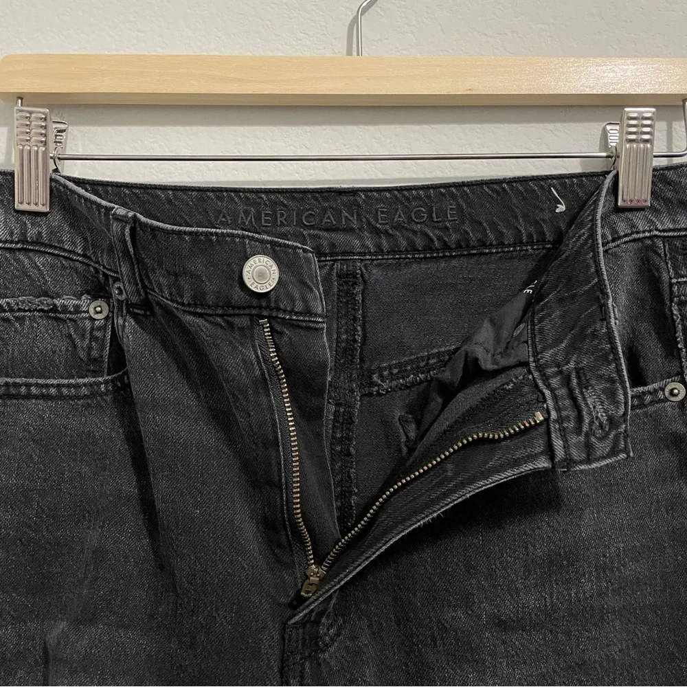 American Eagle Skater Jean High Rise Black Distressed Wide Leg Womens 6 - Picture 6 of 13